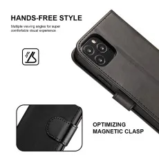 iPhone 12 Pro Wallet Case (2020) phone Cover With Magnetic Flip Closure Card Slots Black