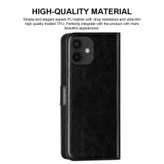 iPhone 12 Wallet Case (2020) Dual Pocket Leather Flip Magnetic Case Cover Black