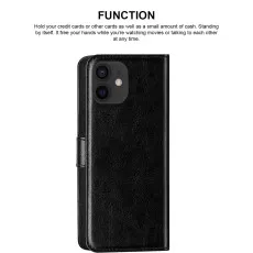 iPhone 12 Wallet Case (2020) Dual Pocket Leather Flip Magnetic Case Cover Black