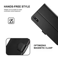 iPhone XS Wallet Case (2018) With Magnetic Folding Strip Kickstand
