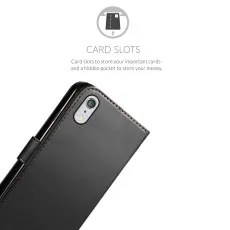 iPhone XR Wallet Case (2018) - Flip Magnetic Leather Cover Black