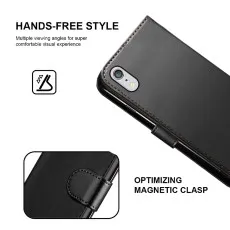 iPhone XR Wallet Case (2018) - Flip Magnetic Leather Cover Black