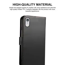iPhone XR Wallet Case (2018) - Flip Magnetic Leather Cover Black