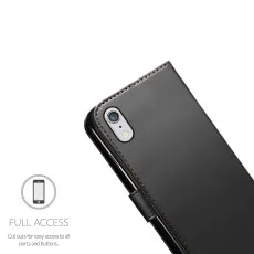 iPhone XR Wallet Case (2018) - Flip Magnetic Leather Cover Black