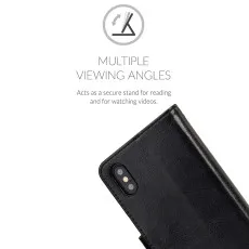 iPhone X Wallet Case (2017) - Magnetic Strip Flip Leather Cover Black