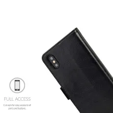 iPhone X Wallet Case (2017) - Magnetic Strip Flip Leather Cover Black