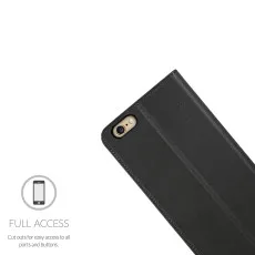 iPhone 6s Leather Wallet Case – Magnetic Flip Cover in Black (2015) UK