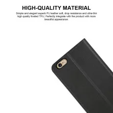 iPhone 6s Leather Wallet Case – Magnetic Flip Cover in Black (2015) UK