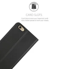iPhone 6s Leather Wallet Case – Magnetic Flip Cover in Black (2015) UK