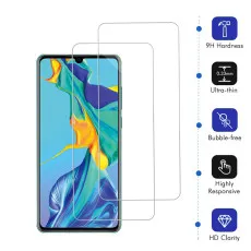 Huawei P30 Screen Protector Tempered Glass Scratch Resistant Crystal Clear - (2 Pack)