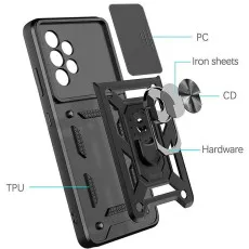 For Samsung Galaxy A13 4G Magnetic Black Ring Cover Case
