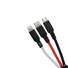 3 In 1 High Quality Fast Charging USB C, 8pin and Micro Cable
