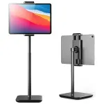 Adjustable iPad Stand with 21 Height Extension, 360° Swivel Tablet Holder for Desk