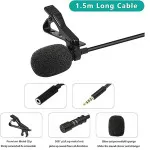 Clip-on Lapel Lavalier Microphone 3.5mm Jack Hands-free Mini Wired Condenser Mic