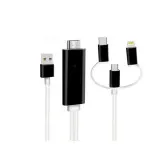 Fast 3 In 1 Cable HDMI Charging & Data Sync For Phone Type-C/Micro USB/iPhone UK