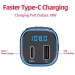 USB To Type C Car Charger Adapter 18W Bluetooth Transmitter