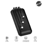 Portable Power Bank With Built in Cables 10000mAh Battery Pack Adapter For Phones