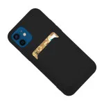 Case For iPhone 12 With Silicone Card Holder Black