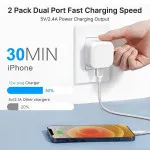Universal 2.1A Fast Dual USB 3 Pin Wall Plug Charger Adapter For Smart Phones Tablet UK