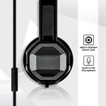 Bass Boosted Stereo Wire Extender Headphones With Noise Canceling Mic For HD Clear Sound