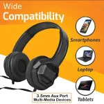 Bass Boosted Stereo Wire Extender Headphones With Noise Canceling Mic For HD Clear Sound