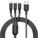 3-IN-1 2.0A Fast Charging and Data Transferring Cable USB To Type C, Micro & iPhone UK