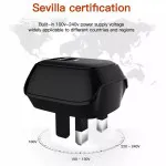 Best 2.4A Dual USB Port 3 Pin Wall Plug Phone Charger Adapter with Micro Cable -UK