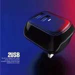 Best 2.4A Dual USB Port 3 Pin Wall Plug Phone Charger Adapter with Micro Cable -UK