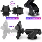 Universal 360° Windshield Mount Car Mobile Holder Cradle Long Neck for iPhone,Samsung