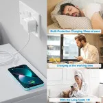 20W USB-C PD Fast Charger & Cable for iPhone 14, 15 - Dual Port QC 3.0 UK Plug