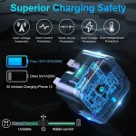 20W USB-C PD Fast Charger & Cable for iPhone 14, 15 - Dual Port QC 3.0 UK Plug