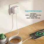 20W USB-C PD Fast Charger & Cable for iPhone 14, 15 - Dual Port QC 3.0 UK Plug