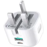 20W USB-C PD Fast Charger & Cable for iPhone 14, 15 - Dual Port QC 3.0 UK Plug