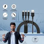 1.2M Unbreakable 3-IN-1 Nylon Braided Fast Charging Cable | Lightning, Type C, Micro USB | Smartphones & Tablets