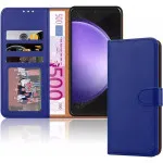 Blue Leather Magnetic Wallet Case 3 Pocket for Samsung S22 Ultra | Flip Phone Cover UK
