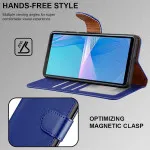 Blue Leather Magnetic Wallet Case 3 Pocket for Samsung S22 Ultra | Flip Phone Cover UK
