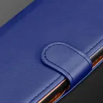 Blue Leather Magnetic Wallet Case 3 Pocket for Samsung S22 Ultra | Flip Phone Cover UK