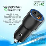 38W Fast Mobile Phone Charge Dual Port USB C Aluminum Car Charger Adapter