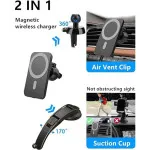 15W Magnetic Wireless Car Charger for iPhone - Qi Fast Charging Mag-Safe Mount Dashboard Air Vent Holder | UK