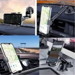 360° Rotating Car Phone Mount with Suction Cup – Fits iPhone, Samsung, Huawei |