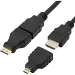 3-in-1 HDMI Cable with Mini & Micro Adapters - 1.5m, 1080p Full HD