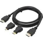 3-in-1 HDMI Cable with Mini & Micro Adapters - 1.5m, 1080p Full HD