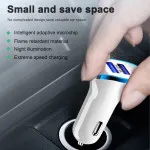 Dual USB Car Charger with LED Light With Cable, Smart IC Chip for iPhone16