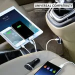 Dual USB Car Charger with LED Light With Cable, Smart IC Chip for iPhone16