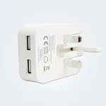 Dual USB Charger Plug 3-Pin Folding Mains 5V/2.1A Fast Charging Adapter