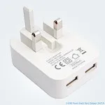 Dual USB Charger Plug 3-Pin Folding Mains 5V/2.1A Fast Charging Adapter