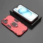 Armor Shockproof Hard Red Ring Case For iPhone 16