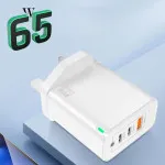 65W USB + Dual Type-C Ports Wall Plug Charging Adapter