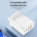 65W USB + Dual Type-C Ports Wall Plug Charging Adapter