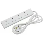 UK 4-Gang Extension Lead with 1 Meter Cable Mains Power Plug Socket